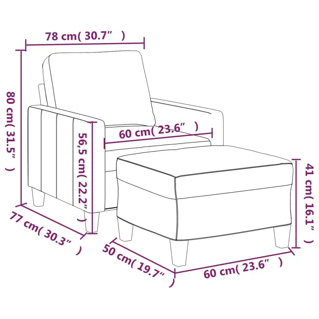 Sofa Chair with Footstool Black Faux Leather Lounge Seat Armchair Relaxing