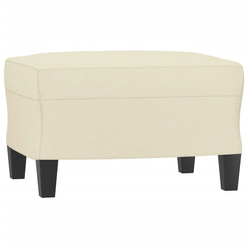 Cream Faux Leather Sofa 180cm with Footstool Living Room Lounge Couch
