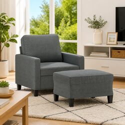 Versatile Grey Armchair with Footstool for Everyday Use