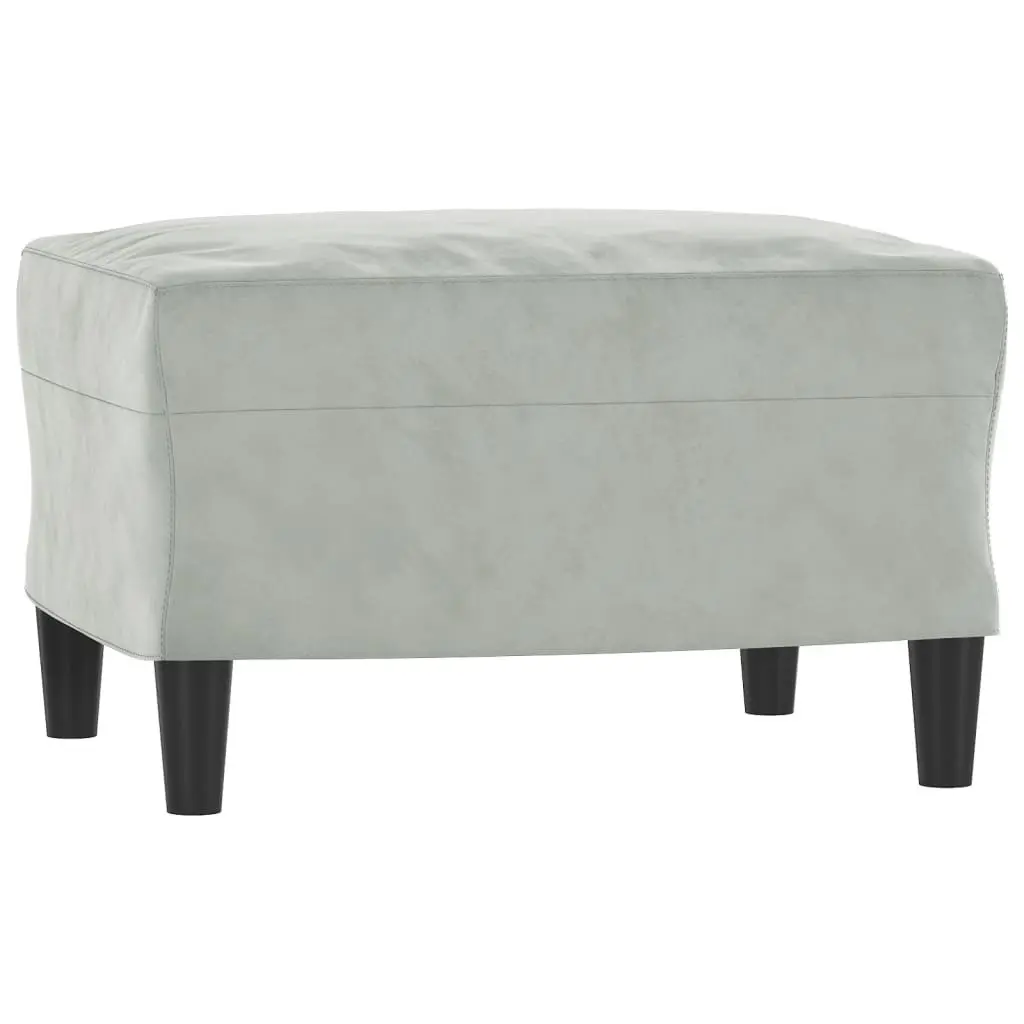 Sofa Chair Velvet 60cm Grey with Footstool Plywood and Metal Frame Compact Modern Living Room Armchair