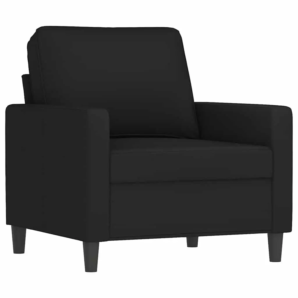 Sofa Armchair Velvet 60cm Black with Footstool