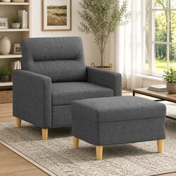 Compact Grey Fabric Sofa Chair with Footstool for Any Room