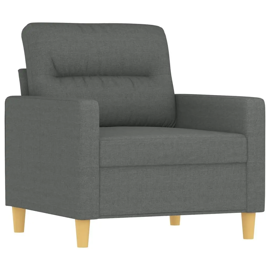 Sofa Chair Fabric Grey Compact with Footstool