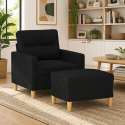 Black Armchair with Footstool for Relaxation
