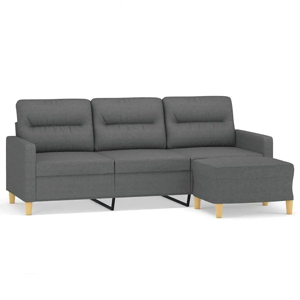 3-Seater Sofa with Footstool Grey 180cm Living Room Furniture Lounge Couch