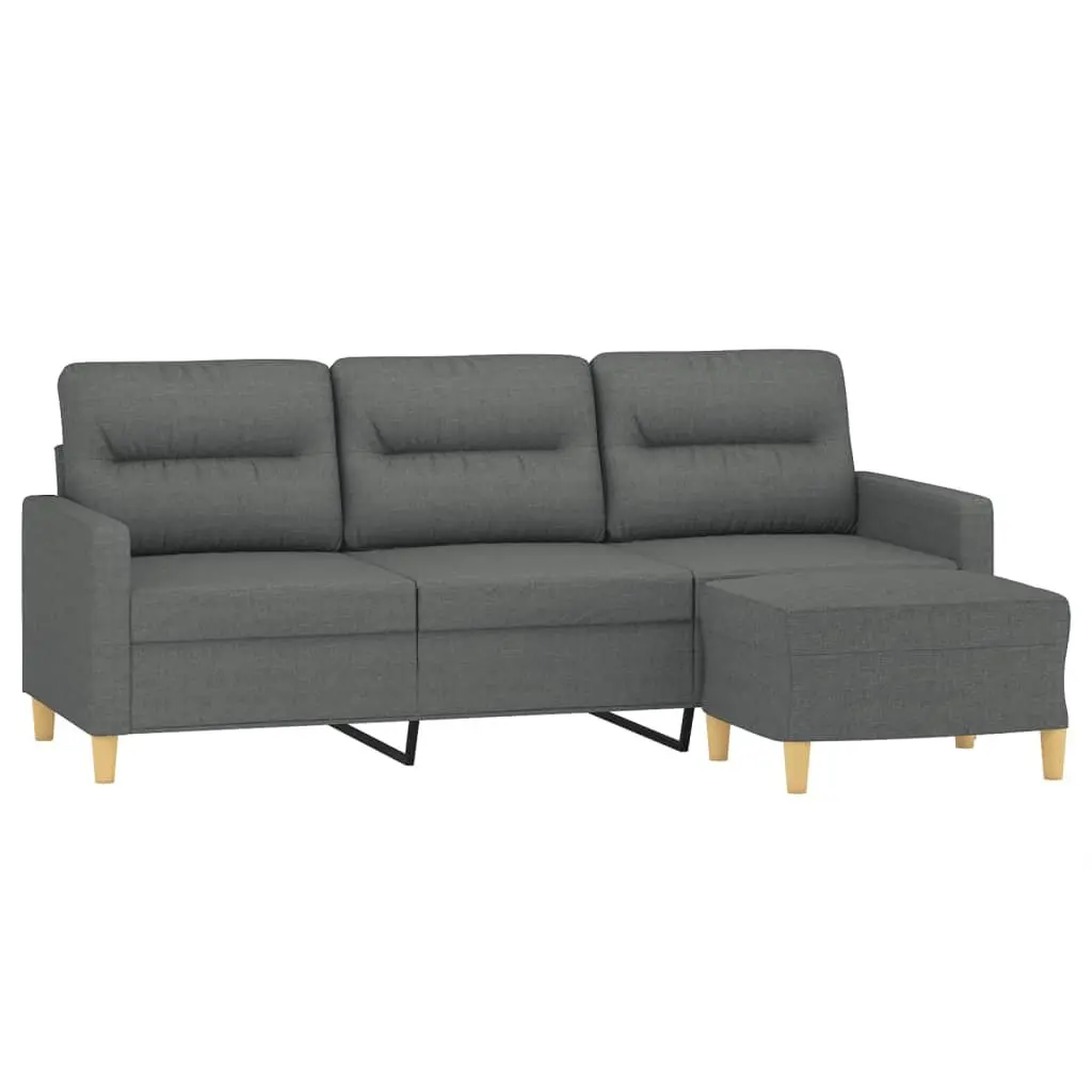 3-Seater Sofa with Footstool Grey 180cm Living Room Furniture Lounge Couch