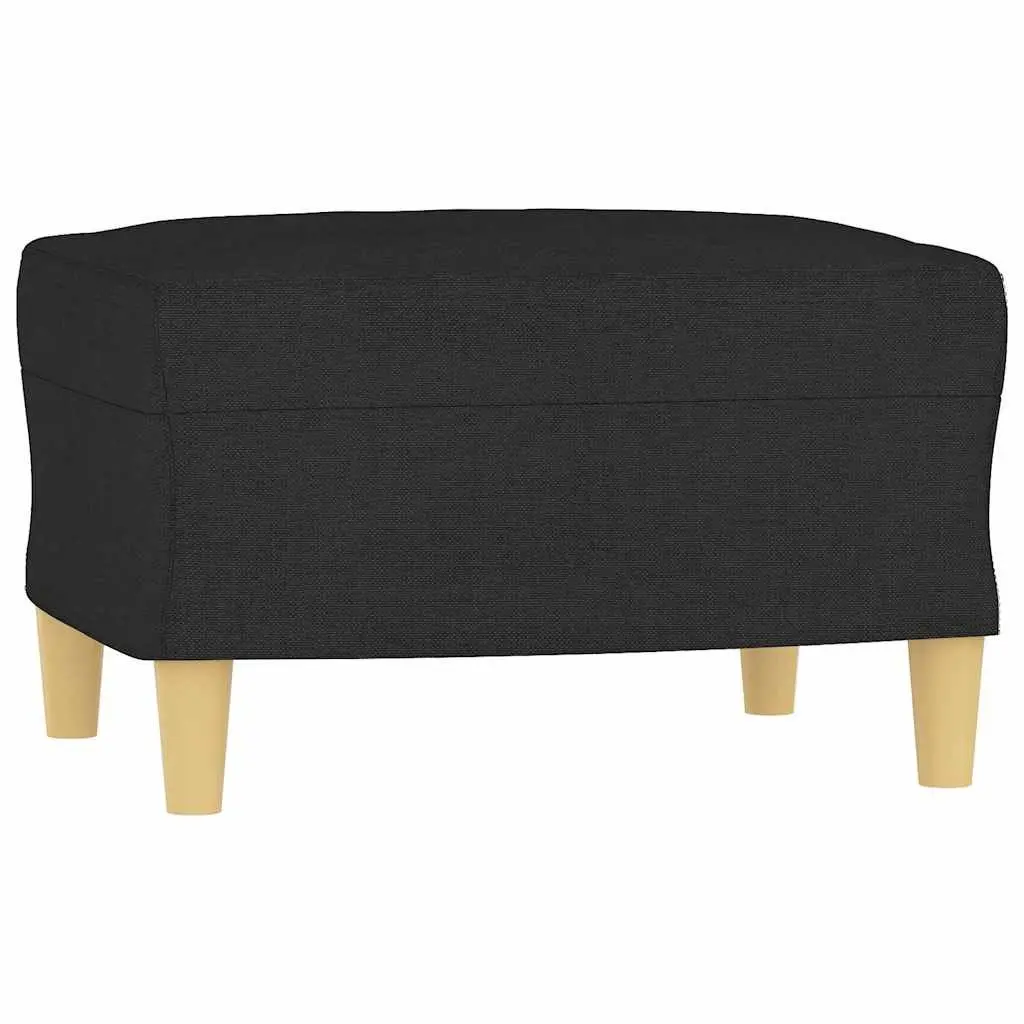 3-Seater Sofa Fabric Black 180cm with Footstool