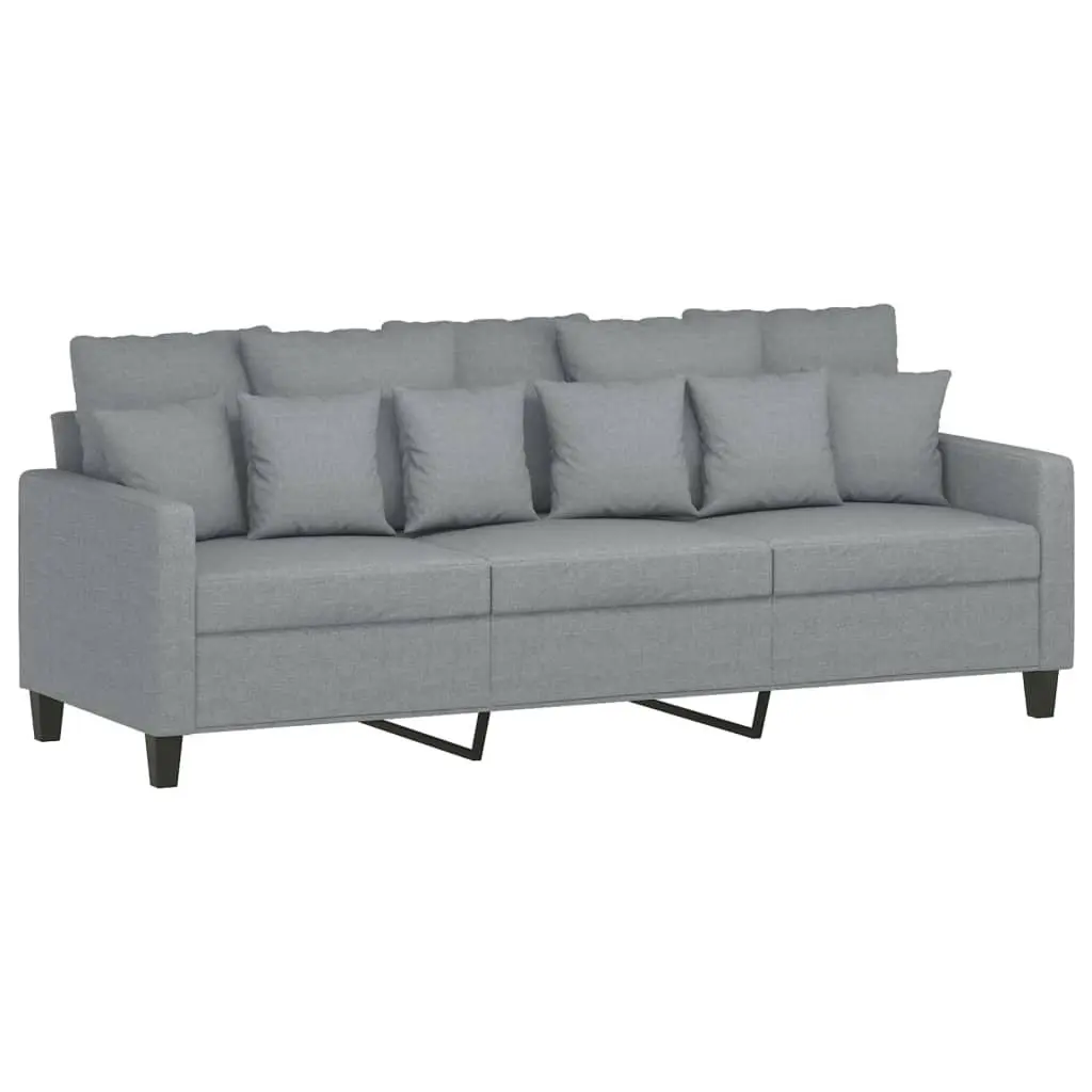 3-Seater Sofa with Footstool Grey Living Room Furniture Lounge Seat 180cm