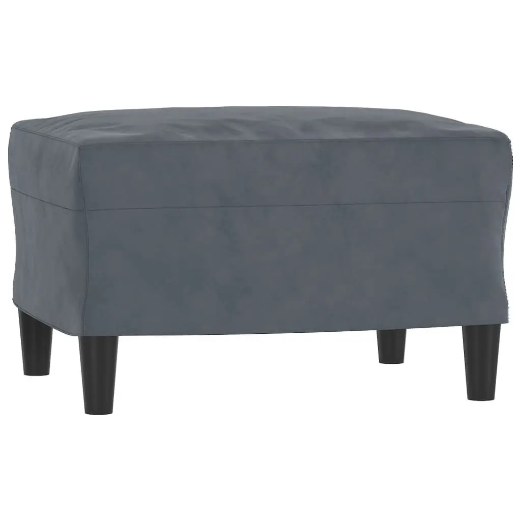 3-Seater Sofa with Footstool Grey Velvet Living Room Lounge Couch 180cm