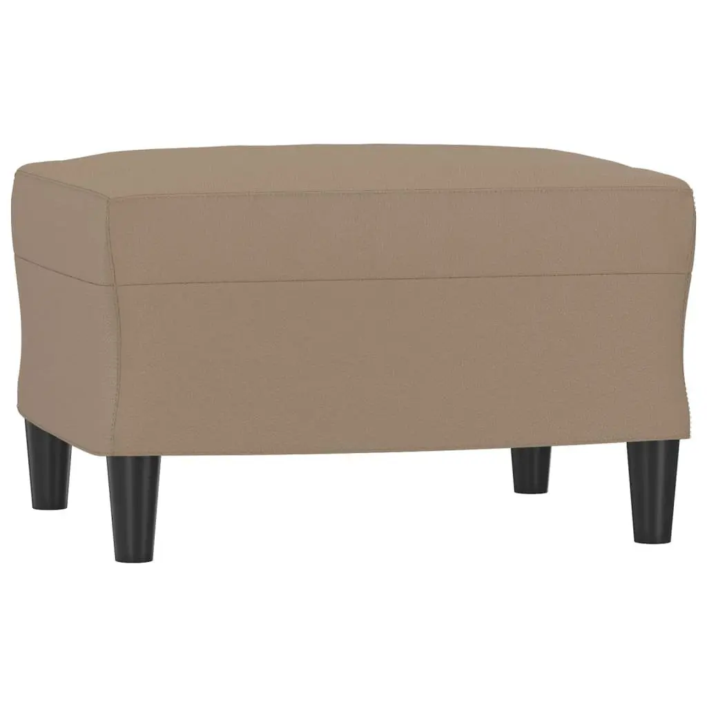 3-Seater Sofa with Footstool Brown Faux Leather Living Room Furniture 180cm