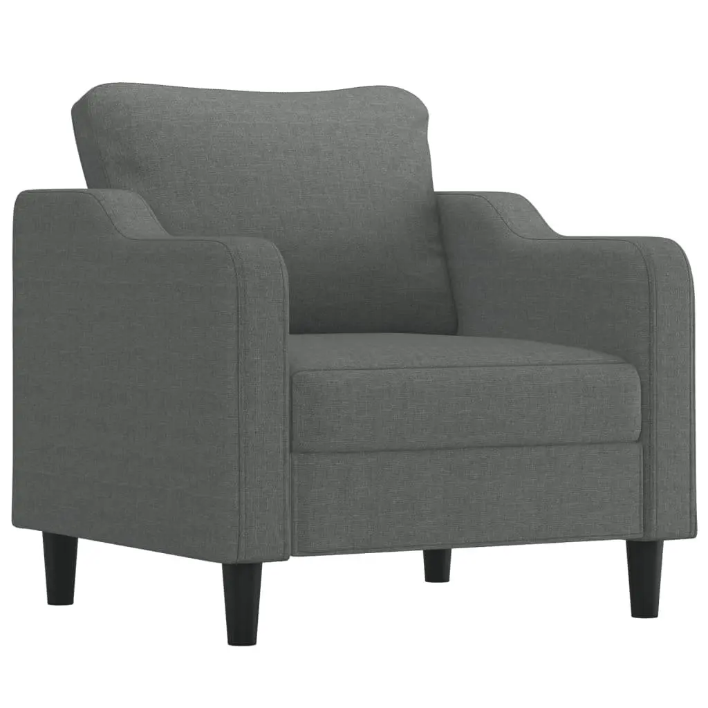 Sofa Chair Fabric Dark Grey 60cm with Footstool Plywood and Metal Frame