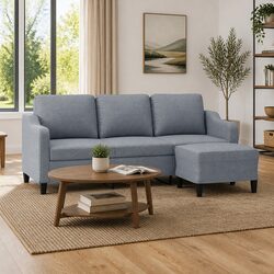 Functional 3-Seater Sofa with Footstool for Living Areas