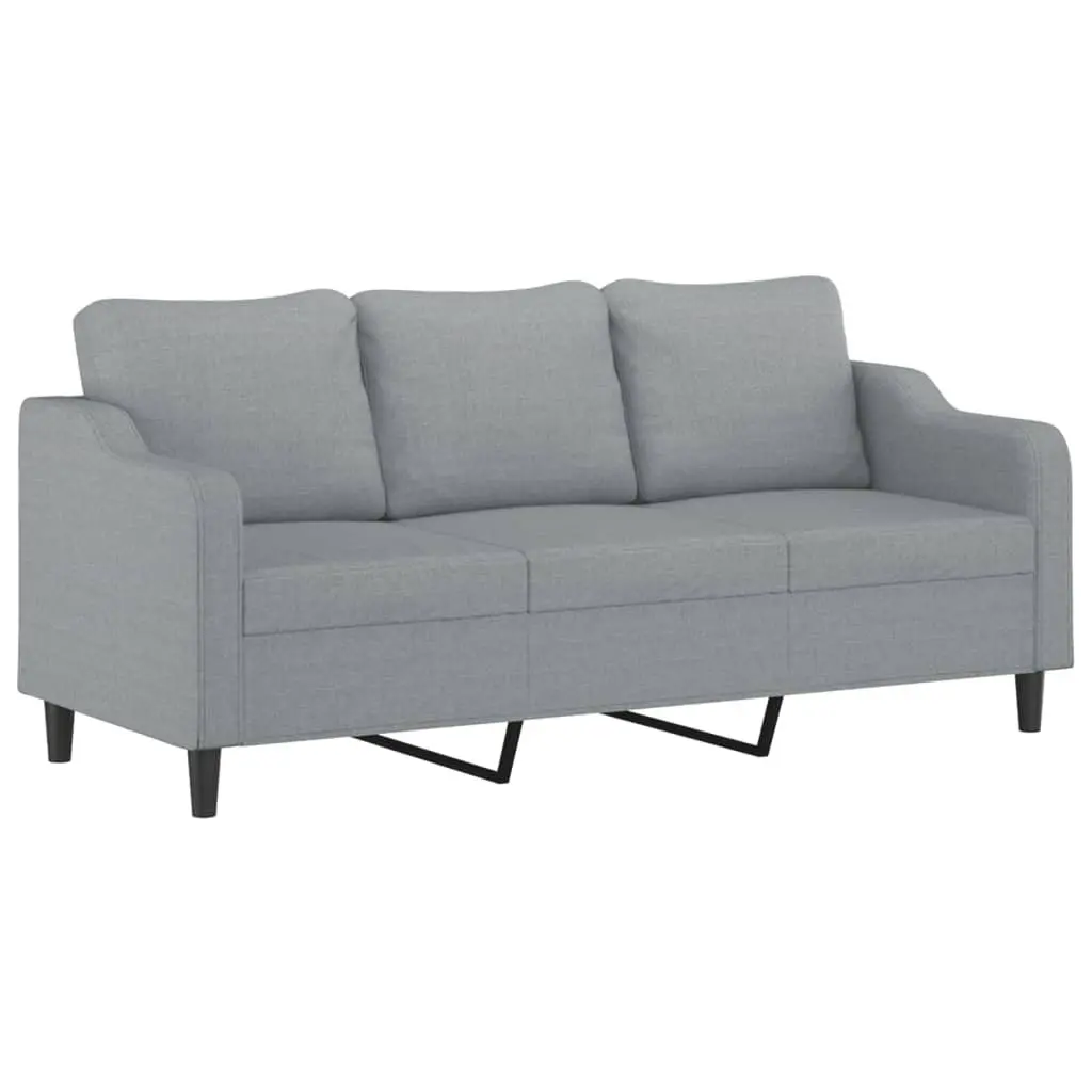 3-Seater Sofa with Footstool Grey Fabric Living Room Lounge Suite 180cm