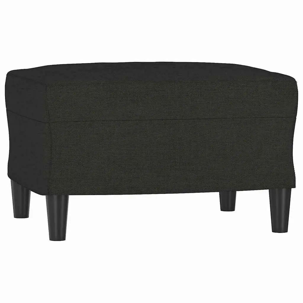 3-Seater Sofa with Footstool Black 180cm Living Room Furniture Fabric Lounge