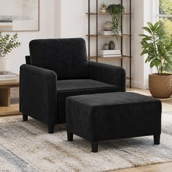 Compact Black Velvet Sofa Chair Perfect for Living Spaces
