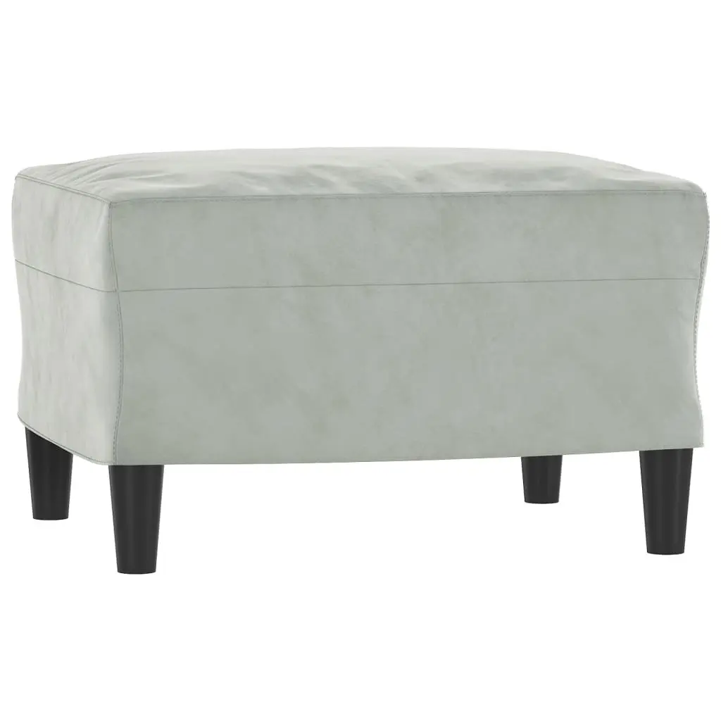 3-Seater Sofa with Footstool Light Grey Velvet Couch Lounge Living Room 180cm