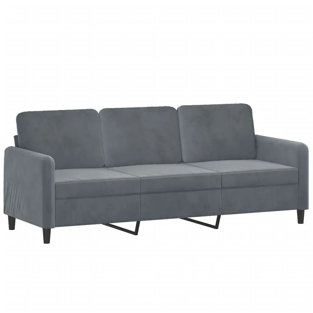3-Seater Sofa Velvet 180cm Grey with Footstool