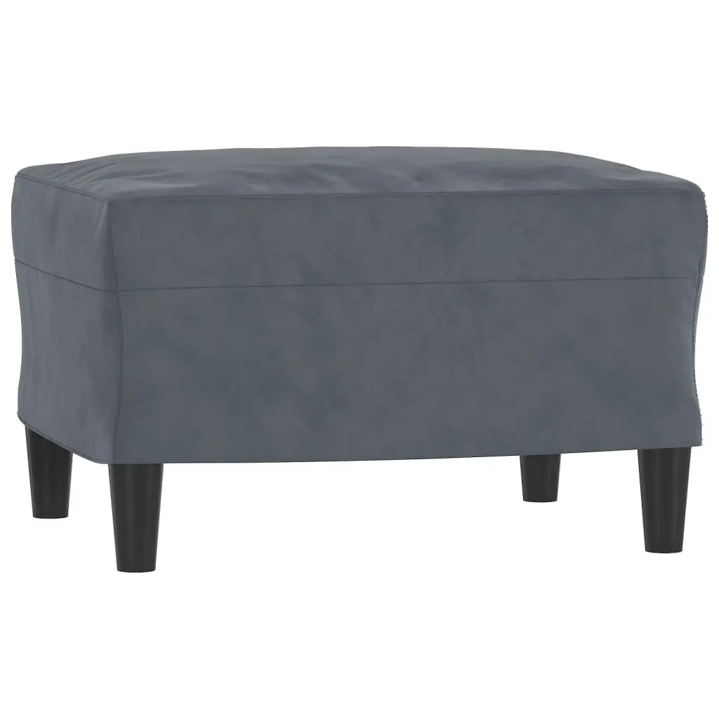 3-Seater Sofa Velvet 180cm Grey with Footstool