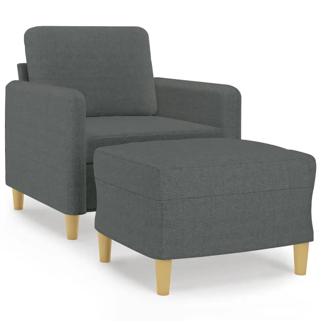Sofa Chair Fabric Grey with Footstool Modern Lounge Seat Living Room Furniture