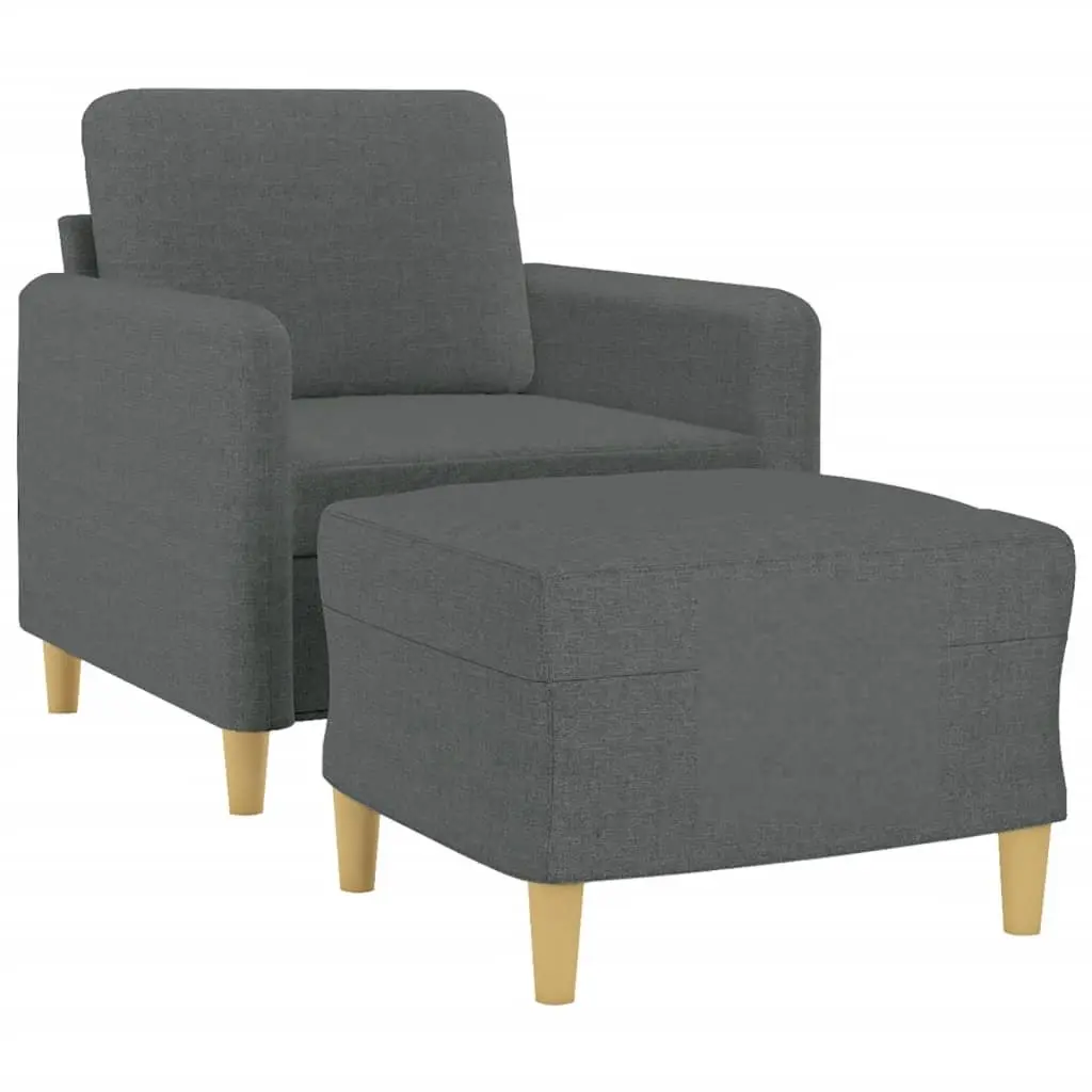 Sofa Chair Fabric Grey with Footstool Modern Lounge Seat Living Room Furniture