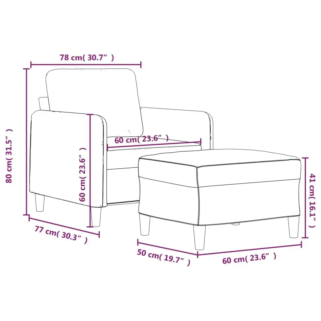 Sofa Chair Fabric Grey with Footstool Modern Lounge Seat Living Room Furniture