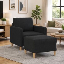 Perfect Addition for Any Room: Black Fabric Sofa Chair Set