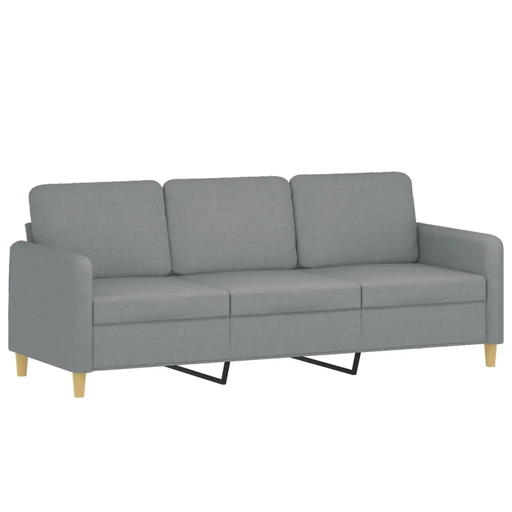 3-Seater Sofa Fabric Grey 180cm with Footstool