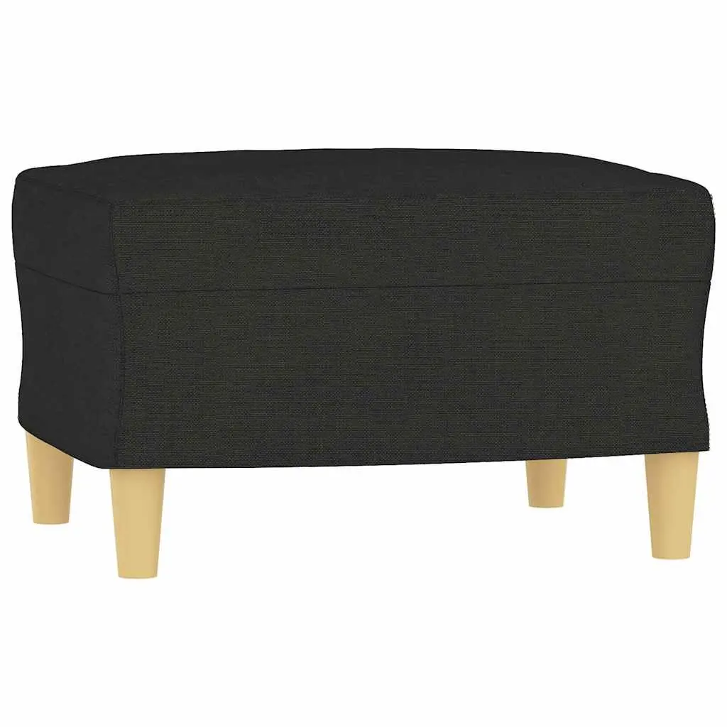 3-Seater Sofa with Footstool Black 180cm Fabric Lounge Couch Living Room