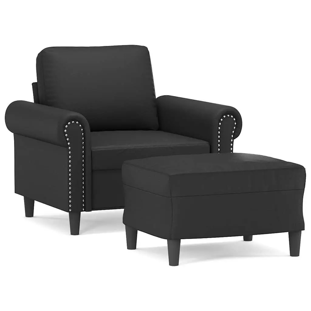 Black Sofa Chair with Matching Footstool