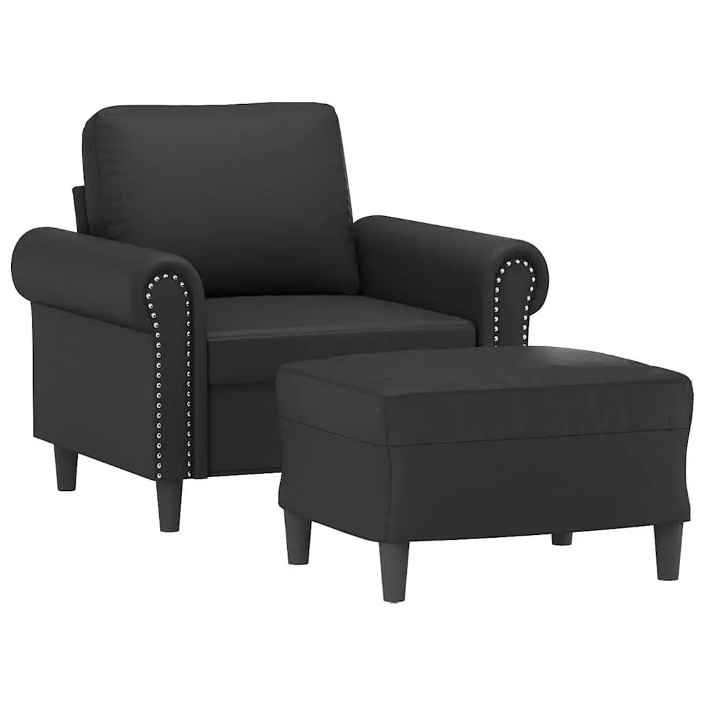 Black Sofa Chair with Matching Footstool