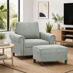 Versatile Grey Velvet Sofa Chair for Everyday Use