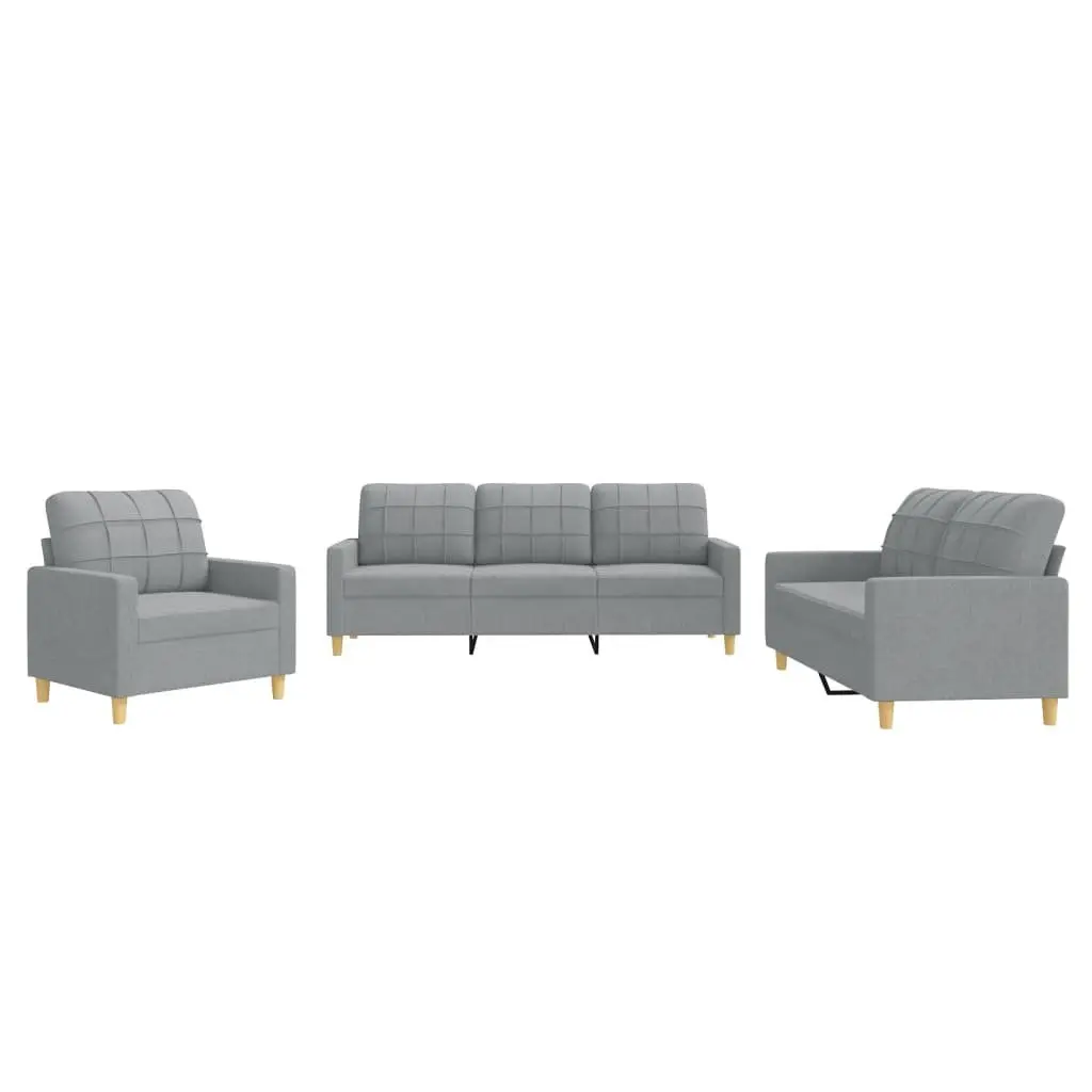 3 Piece Grey Sofa Set for Relaxation