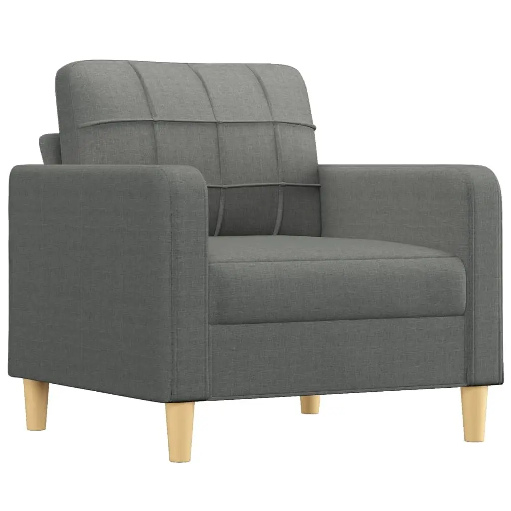 3 Piece Sofa Set Grey Fabric Living Room Furniture Seating with Cushions Modern