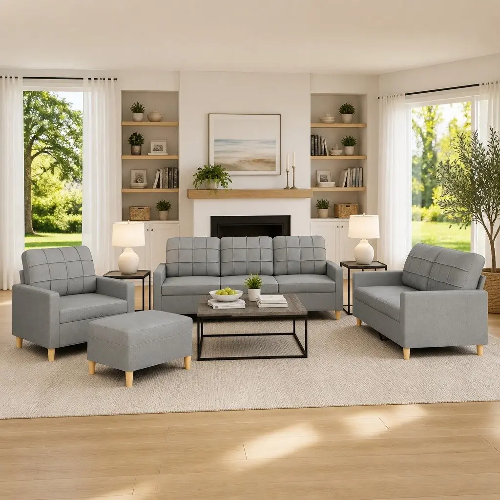4 Piece Sofa Set with Footstool