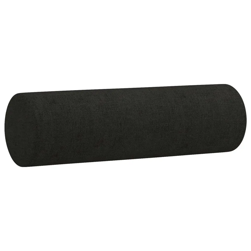 3 Piece Sofa Set Black Fabric Living Room Sectional with Pillows Armrest