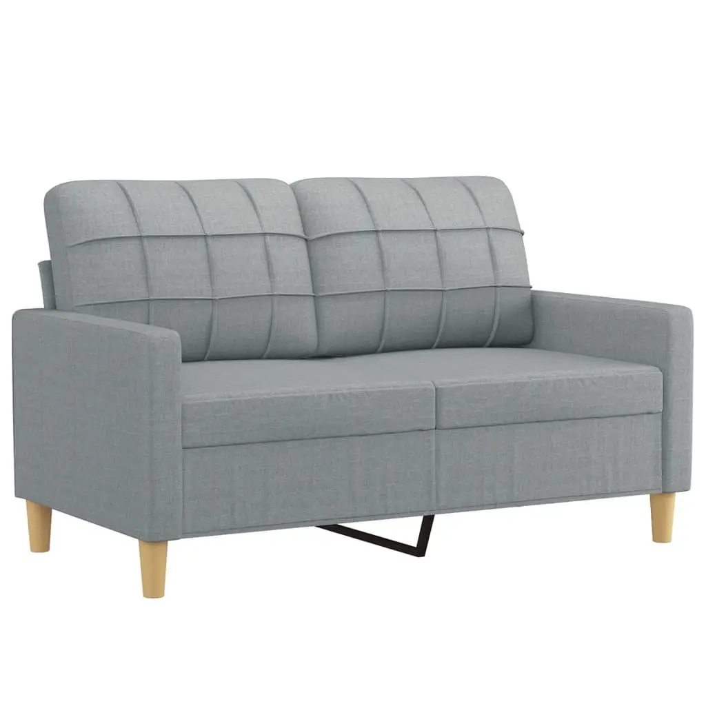 4 Piece Sofa Set Grey Fabric Lounge Suite with Pillows Ottoman Footstool