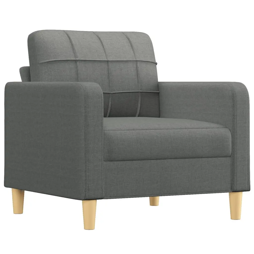 4 Piece Lounge Sofa Set Grey Fabric with Cushions and Footstool for Living Room