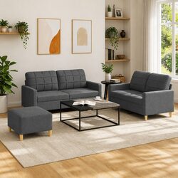 Practical 3 Piece Sofa Set with Cushions for Everyday Use
