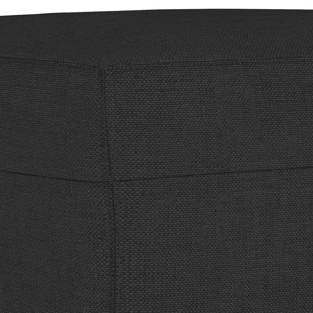 3 Piece Sofa Set with Footstool Black Fabric Living Room Lounge Suite Seating