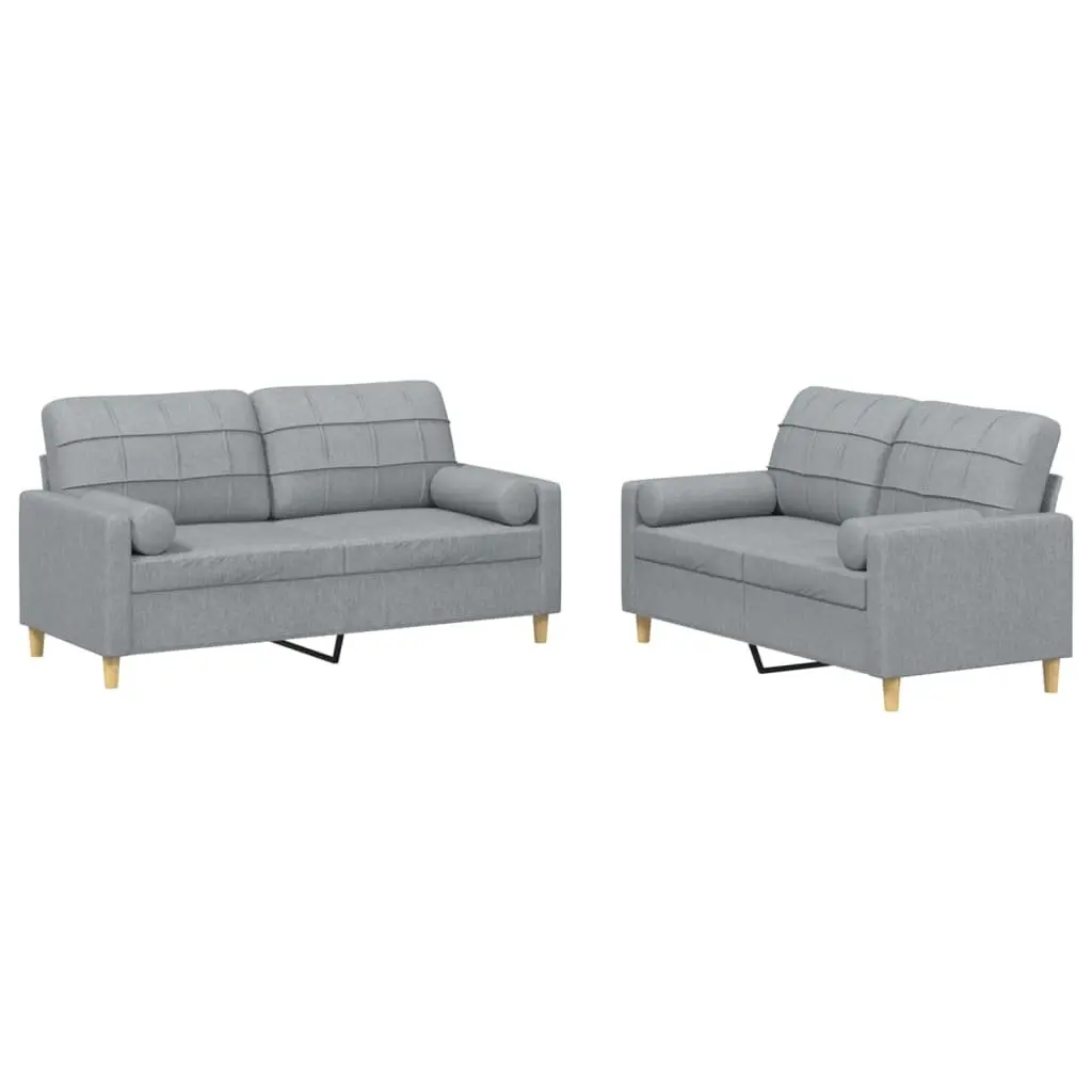 2 Piece Sofa Set in Grey Fabric
