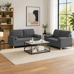 Functional 2 Piece Grey Fabric Sofa Set for Every Living Room