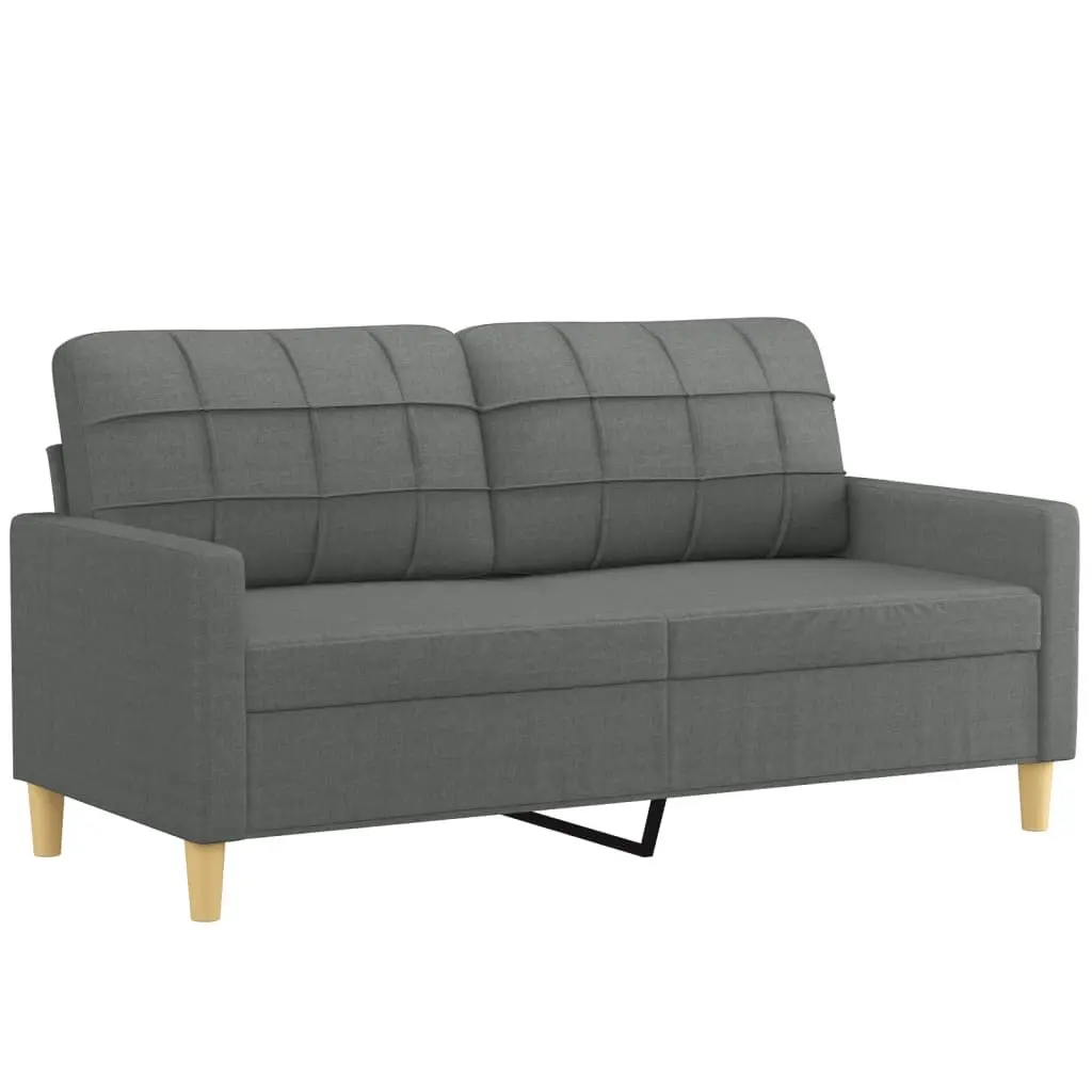 2 Piece Sofa Set Grey Fabric Couch Plywood and Metal Frame