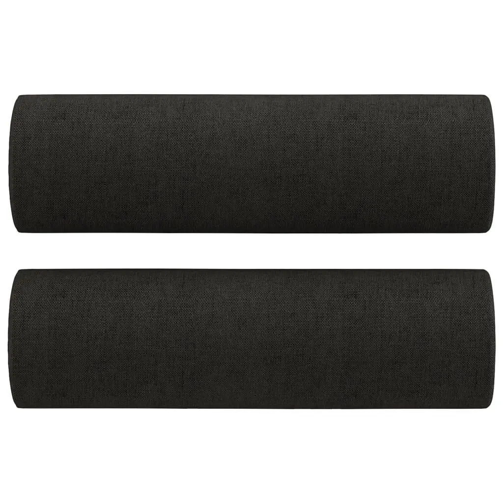 2 Piece Sofa Set Black Fabric Couch Durable Breathable Material Plywood and Metal Frame