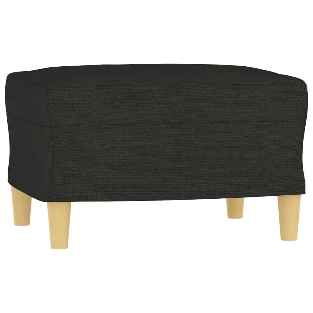 3 Piece Compact Lounge Suite Sofa Set with Black Fabric Upholstery Plywood and Metal Frame with Footstool and Decorative Pillows