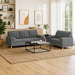 Practical 2 Piece Grey Sofa Set for Every Room
