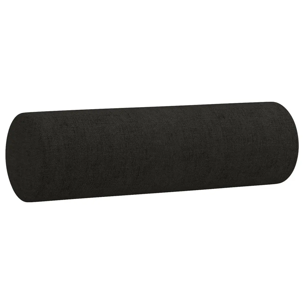 2 Piece Sofa Set Black Fabric Living Room Couch with Pillows Seating Suite