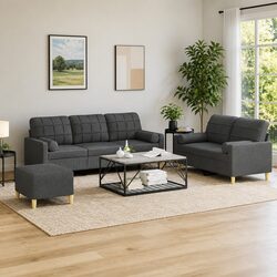 Versatile 3 Piece Grey Sofa Set for Modern Living
