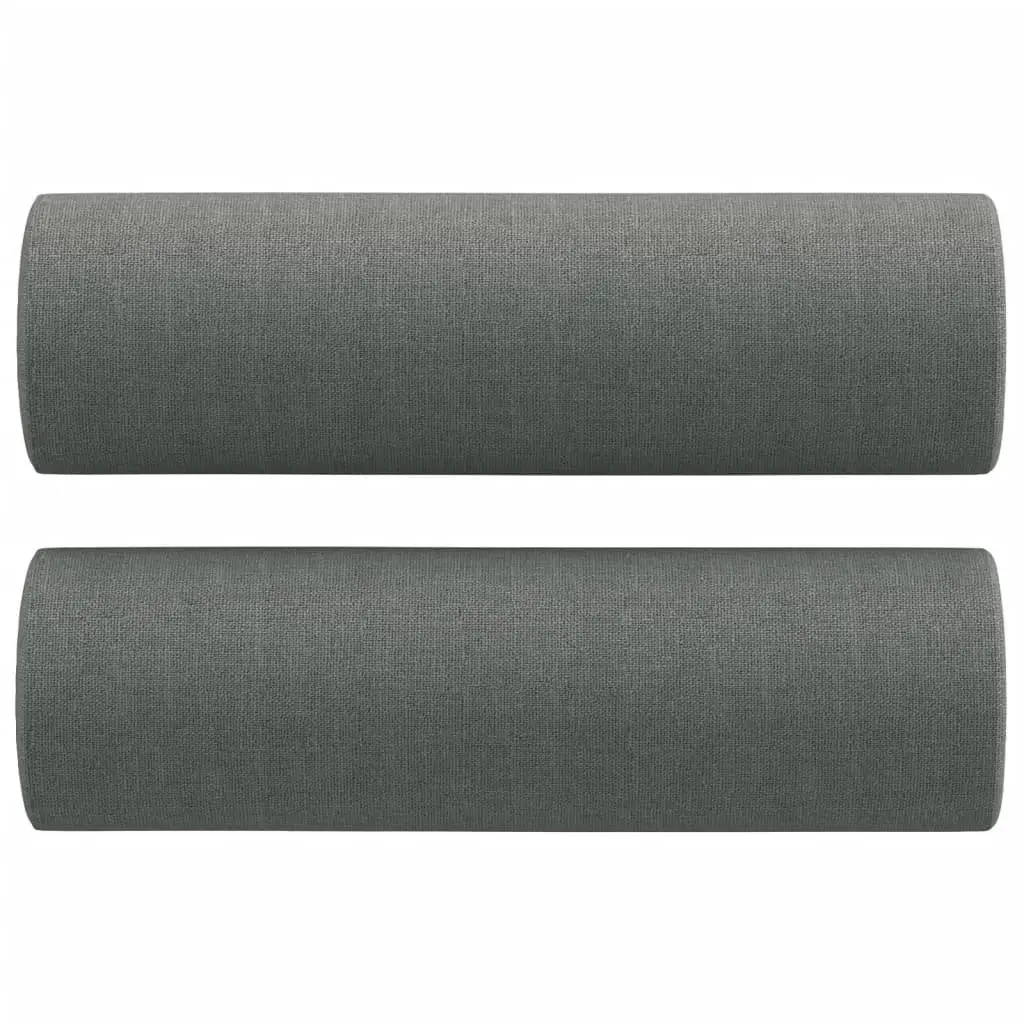 3 Piece Lounge Set Grey Fabric with Footstool and Pillows for Living Room Furniture