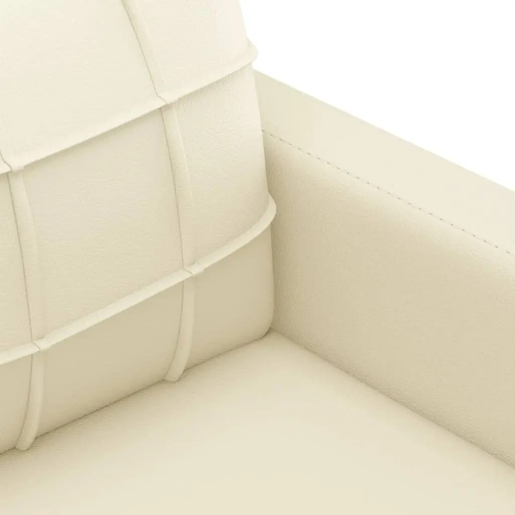 3 Piece Sofa Set Living Room Furniture Cream Faux Leather Couch Cushions Modern