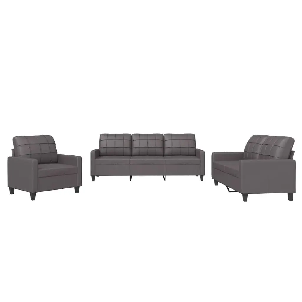 3 Piece Sofa Set Grey Modern Living Room Furniture Lounge Seating Suite with